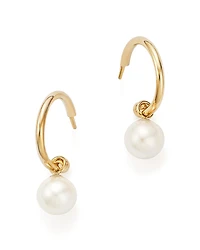 Cultured Freshwater Pearl Huggie Hoop Earrings
