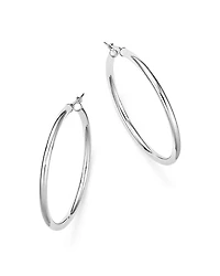 14K White Gold Tube Hoop Earrings
