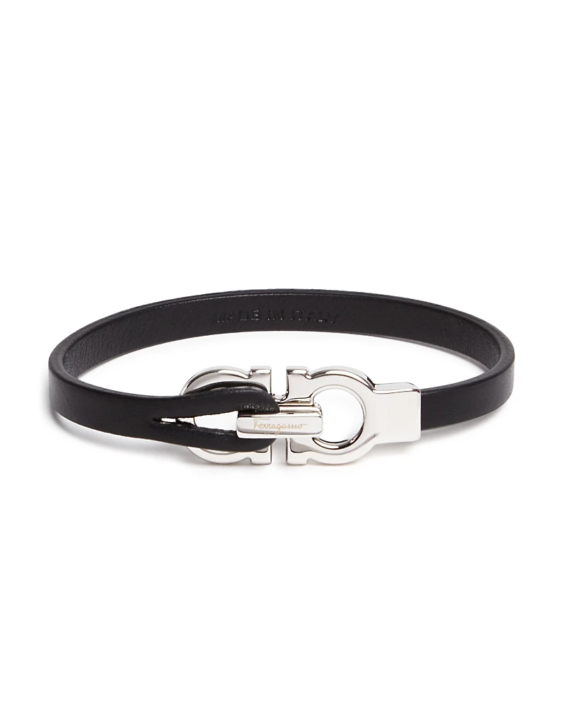 Salvatore Ferragamo Men's Double Gancini Leather Bracelet