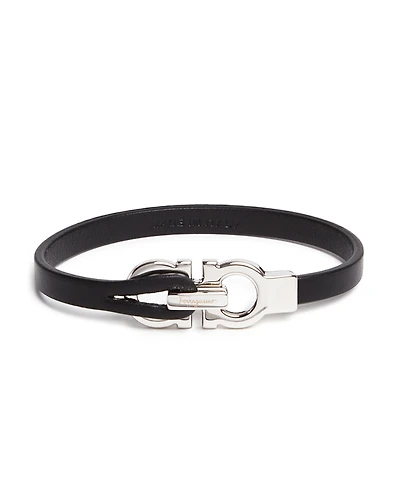 Salvatore Ferragamo Men's Double Gancini Leather Bracelet