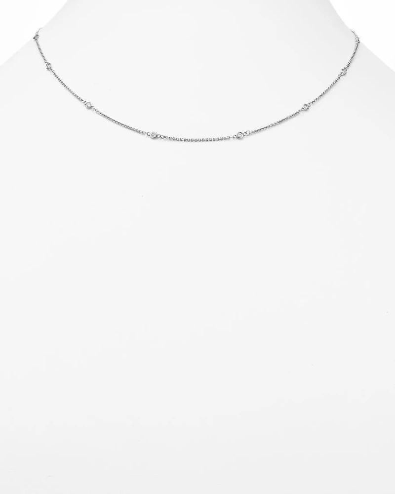 Diamond Station Necklace in 14K Gold