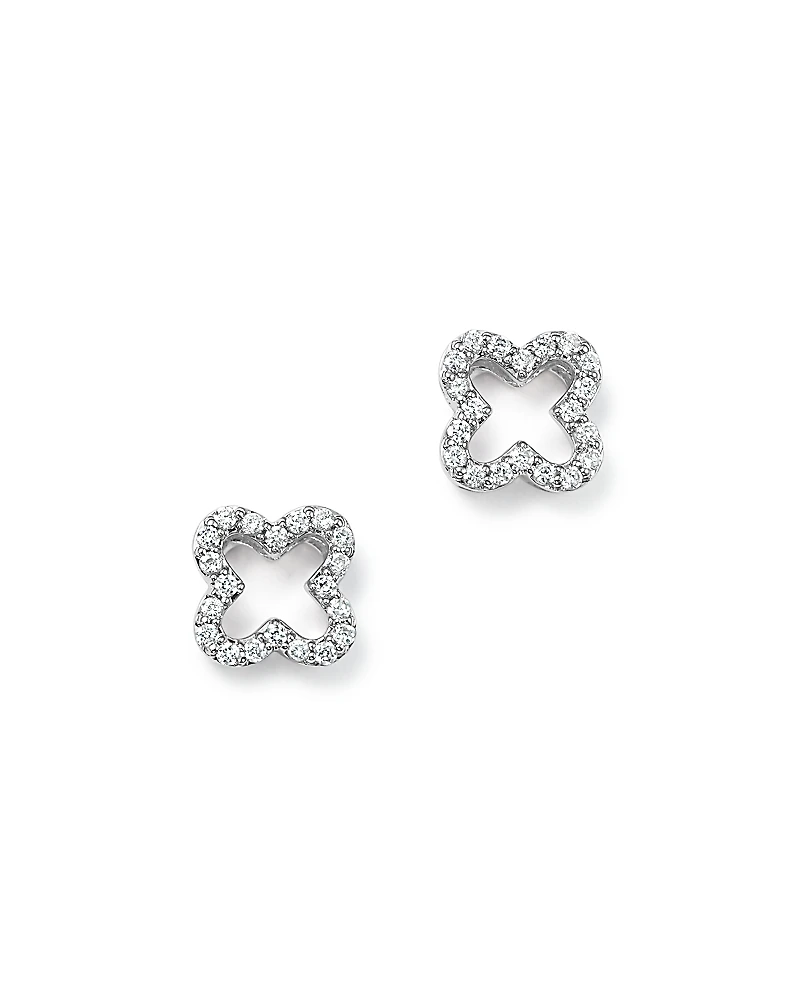 Diamond Clover Stud Earrings