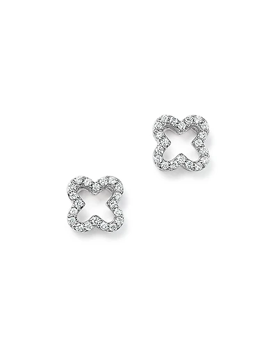 Diamond Clover Stud Earrings
