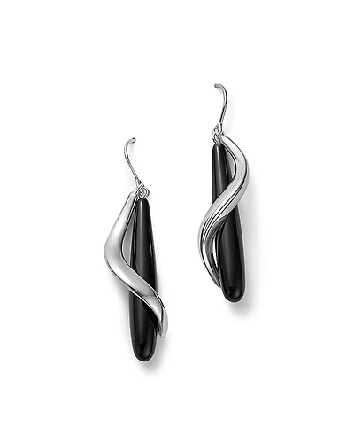 Onyx Spiral Drop Earrings