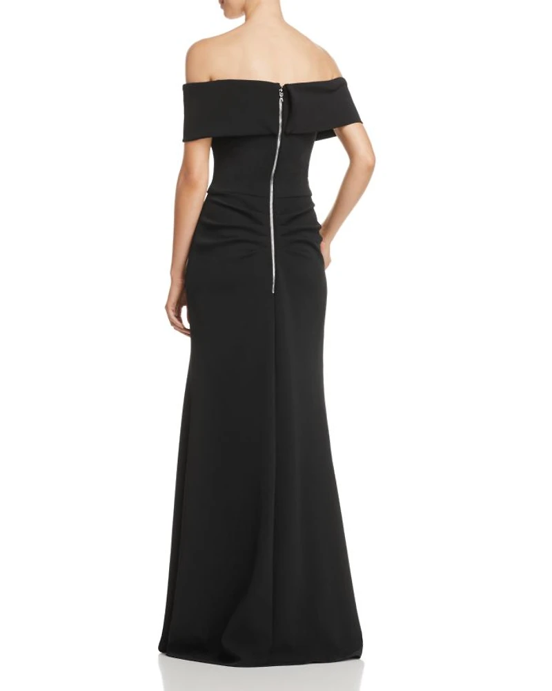 Off-the-Shoulder Scuba Crepe Gown - Exclusive