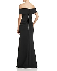 Off-the-Shoulder Scuba Crepe Gown - Exclusive