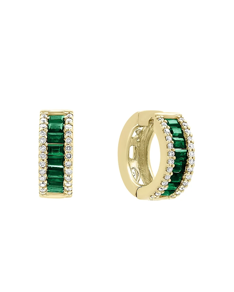 Emerald and Diamond Hoop Earrings