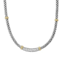 18K Gold and Sterling Silver Diamond Lux Station Necklace, 16"