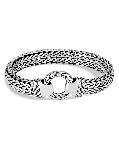 Men's Sterling Silver Classic Chain Ring Clasp Bracelet, 11mm
