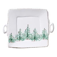 Vietri Lastra Holiday Handled Square Platter