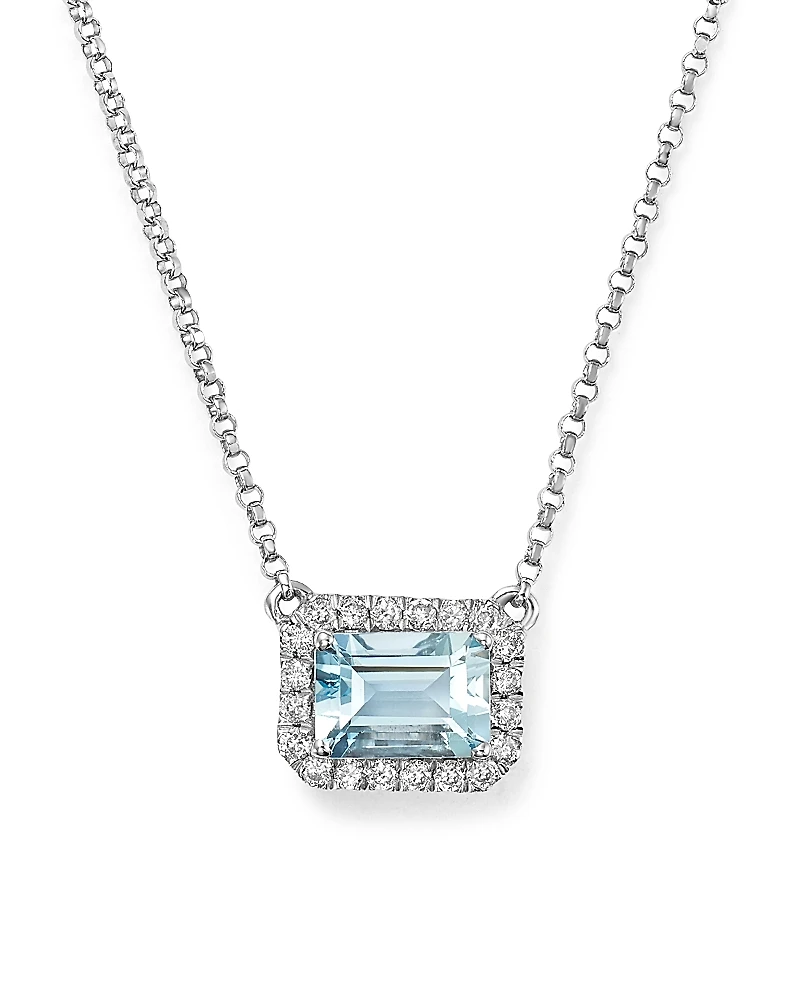 Bloomingdale's Fine Collection Aquamarine & Diamond Pendant Necklace