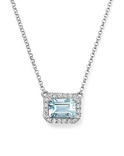 Bloomingdale's Fine Collection Aquamarine & Diamond Pendant Necklace