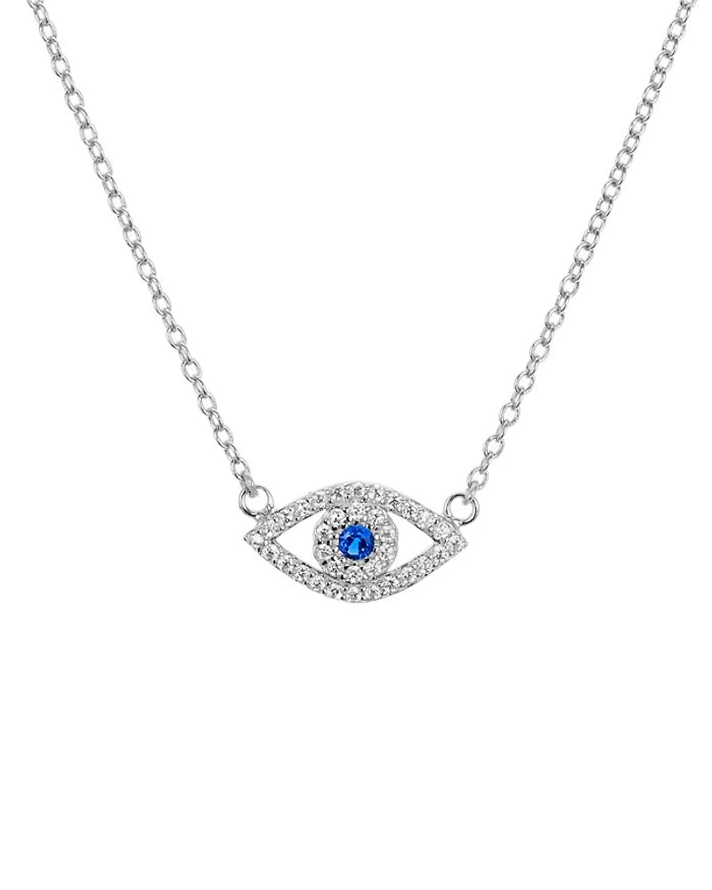 Sterling Silver Evil Eye Pendant Necklace, 15" - Exclusive