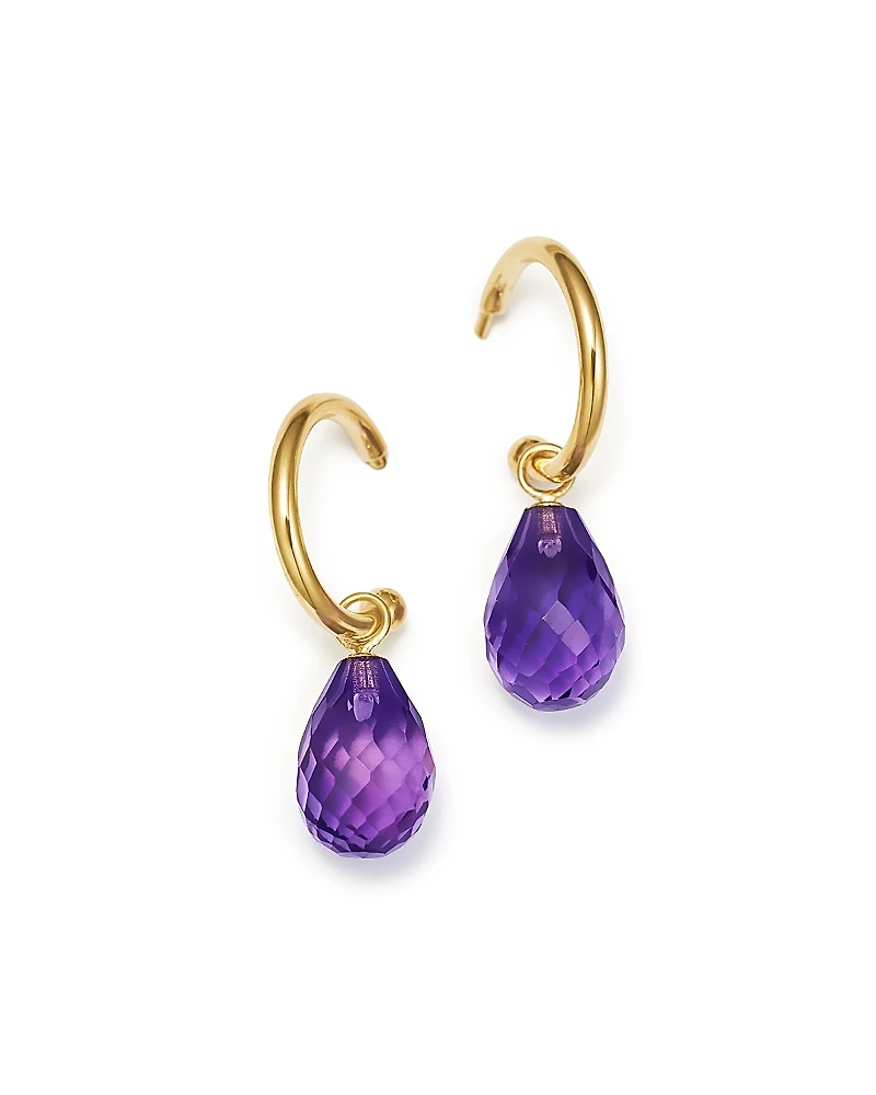 Bloomingdale's Fine Collection Amethyst Briolette Hoop Drop Earrings