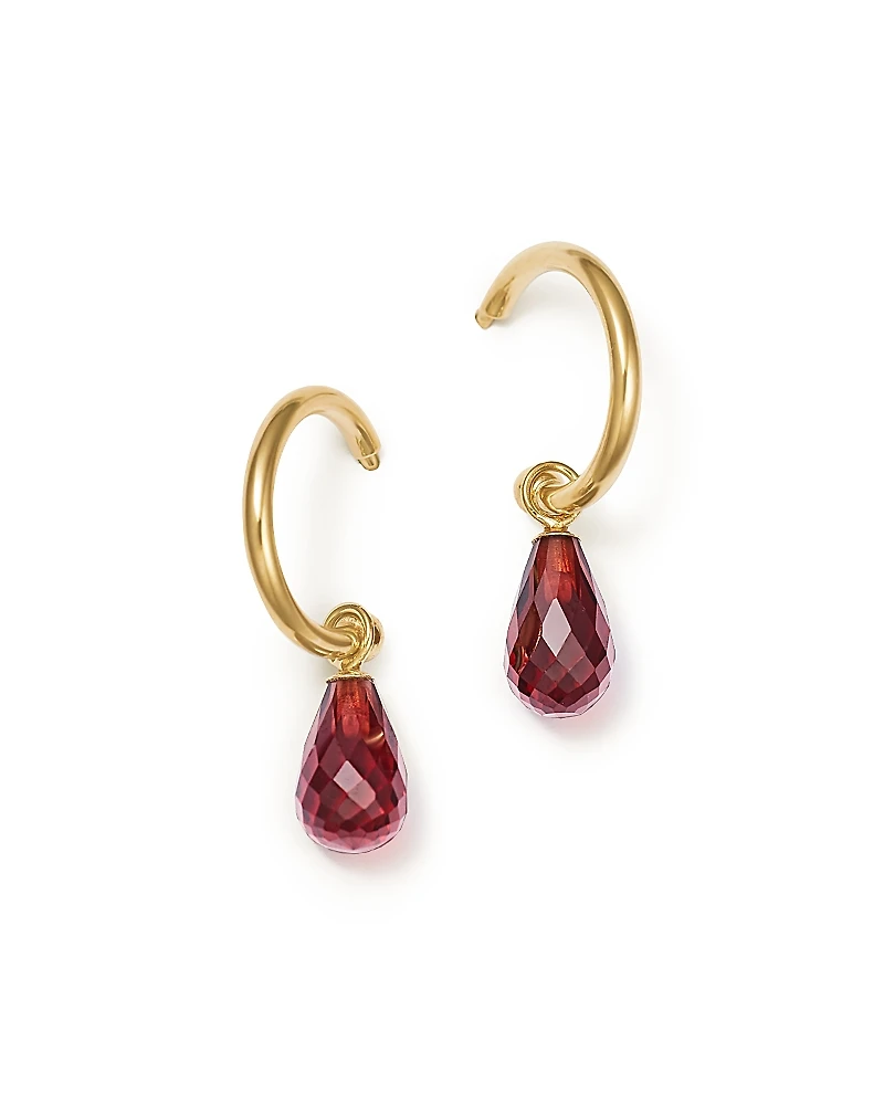 Bloomingdale's Fine Collection Garnet Briolette Hoop Drop Earrings