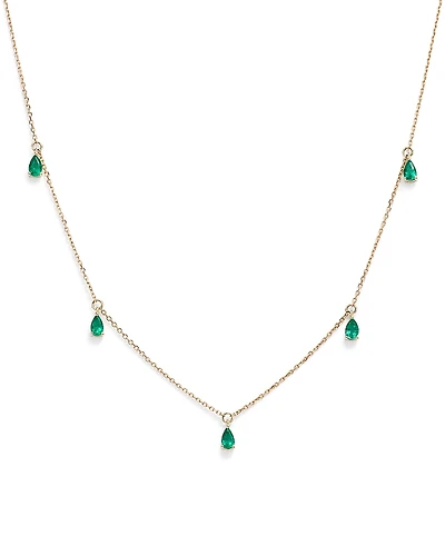 Bloomingdale's Fine Collection Emerald Teardrop Charm Necklace