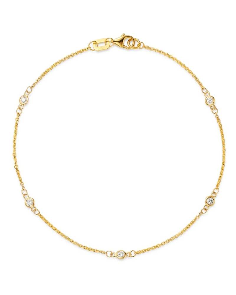 Diamond Station Bracelet in 14K Yellow Gold, 0.10 tcw