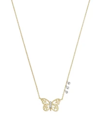14K White & Yellow Gold Butterfly Pendant Necklace, 16"