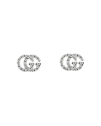 18K White Gold GG Running Diamond Stud Earrings