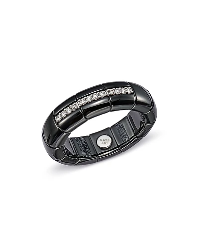 Roberto Demeglio 18K White Gold & Black Ceramic Pura Ring with Diamonds