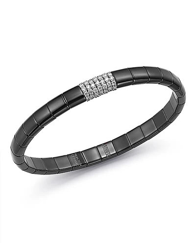 Roberto Demeglio 18K White Gold & Black Ceramic Pura Stretch Bracelet