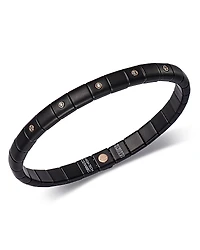 Roberto Demeglio 18K Rose Gold & Matte Black Ceramic Pura Stretch Bracelet with Alternating Champagne Diamond Bezels
