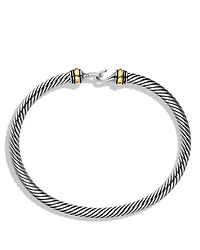 Buckle Classic Cable Bracelet Sterling Silver with 18K Yellow Gold, 4mm