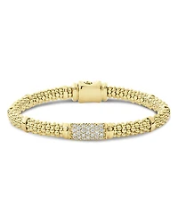 18K Yellow Gold Caviar Diamond Slim Station Bracelet