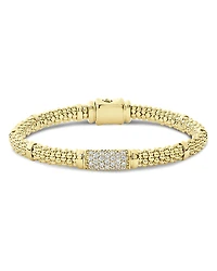 Lagos 18K Yellow Gold Caviar Diamond Slim Station Bracelet