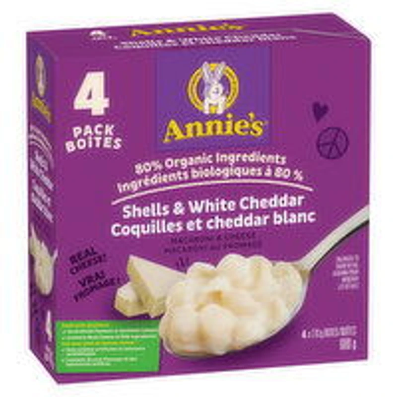Annie's - Macaroni & Cheese - Shells & White Cheddar, 4 Each