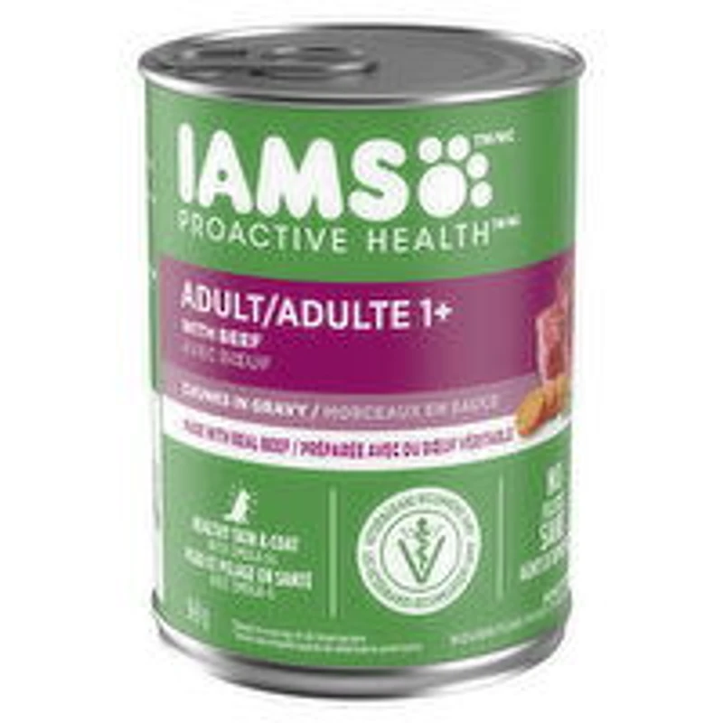 IAMS - Proactive Wet Dog Food, Adult with Beef Chunks in Gravy, 369 Gram