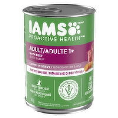 IAMS - Proactive Wet Dog Food, Adult with Beef Chunks in Gravy, 369 Gram