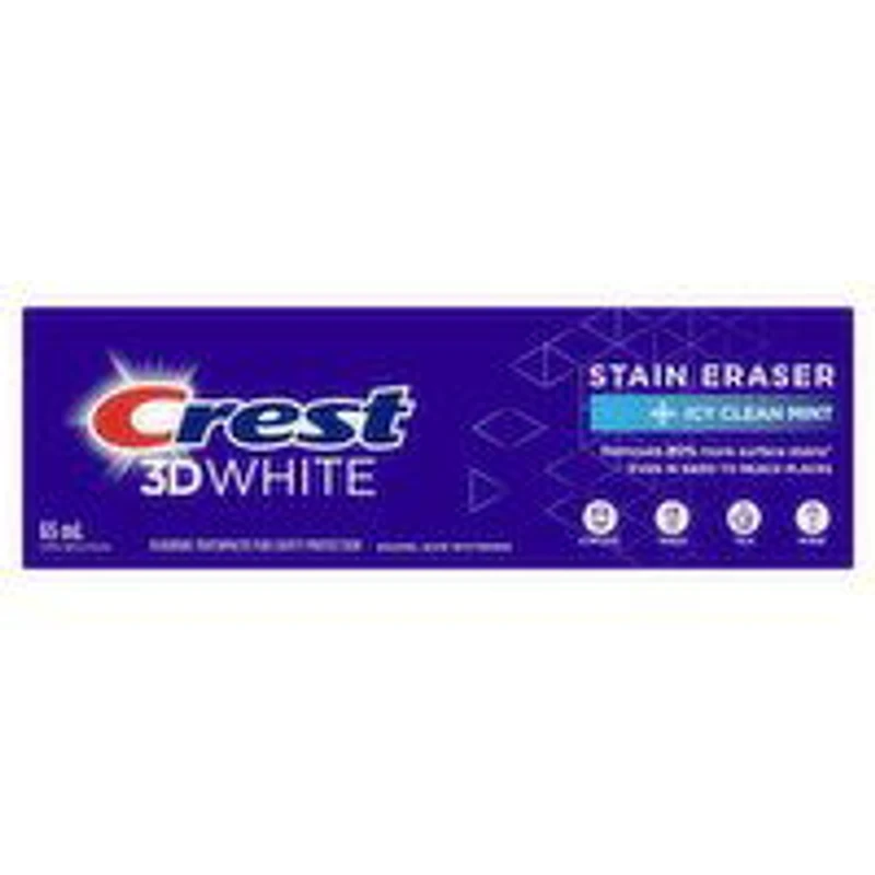 Crest - 3D White Stain Eraser Toothpaste - Icy Clean Mint, 65 Millilitre