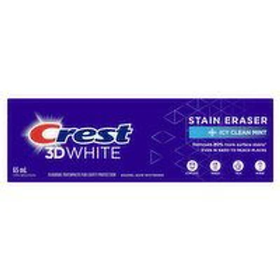 Crest - 3D White Stain Eraser Toothpaste - Icy Clean Mint, 65 Millilitre