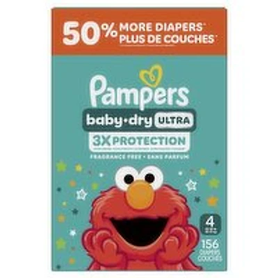 Pampers - Baby Dry Ultra - Size 4, 156 Each