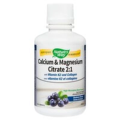 Nature's Way - Calcium Magnesium Citrate 2:1 with K2 Blueberry, 500 Millilitre
