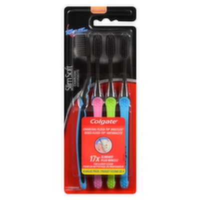 Colgate - Slimsoft Charcoal Toothbrush, 4 Each