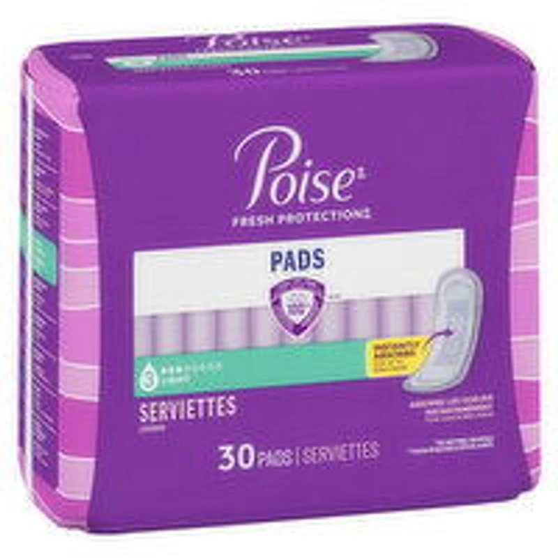 Poise - Ultra Thin Pads  - Light Absorbency, 30 Each