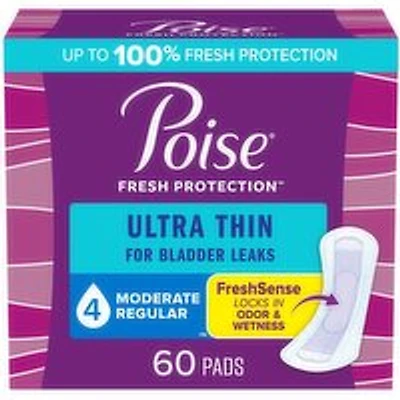 Poise - Ultra Thin Pads - Regular, 60 Each