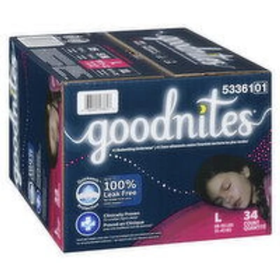 Goodnites - Goodnites Youth Girl Giga S5 Large, 34 Each