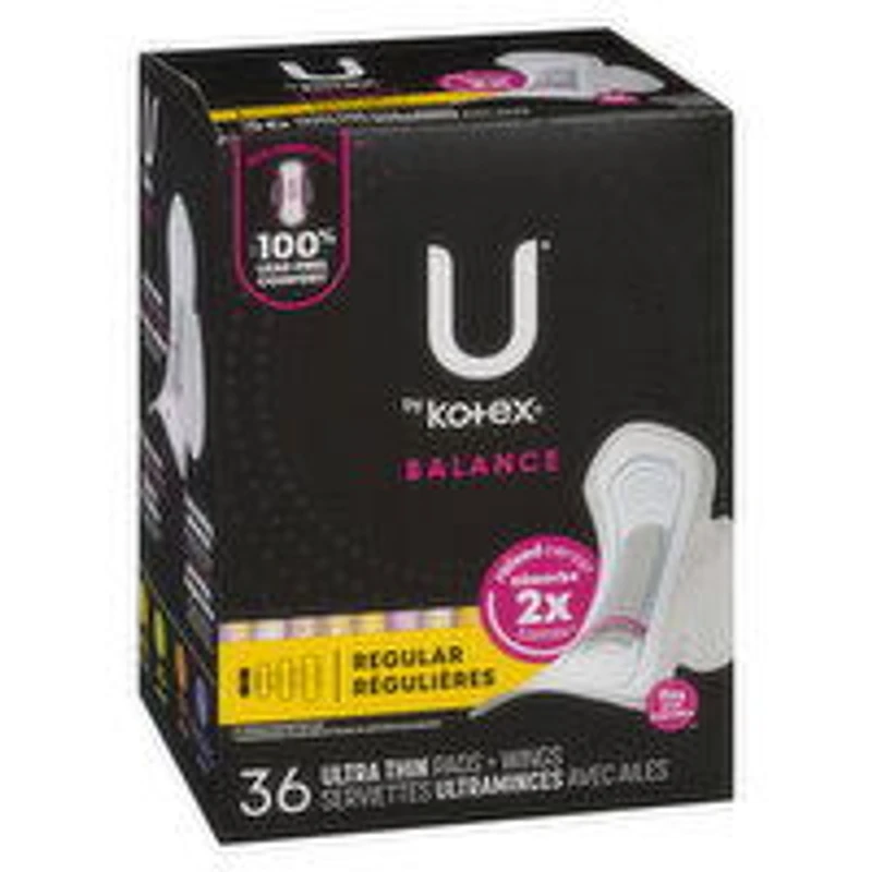 KOTEX - Ultra Thin Balance Pads With Charcoal Regular, 36 Each