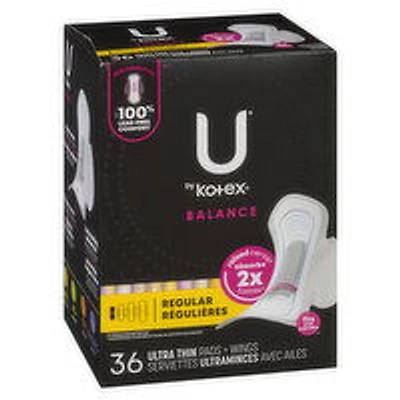 KOTEX - Ultra Thin Balance Pads With Charcoal Regular, 36 Each