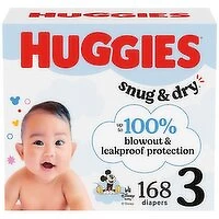 Huggies - Snug & Dry Diaper Mega Col Sz3, 168 Each