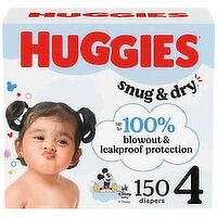 Huggies - Snug & Dry Baby Diapers, Mega Colossal Pack, Size 4, 150 Each