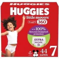 Huggies - Little Movers HuggFit Baby Diapers with 360 Waistband, Giga Size 7, 44 Each