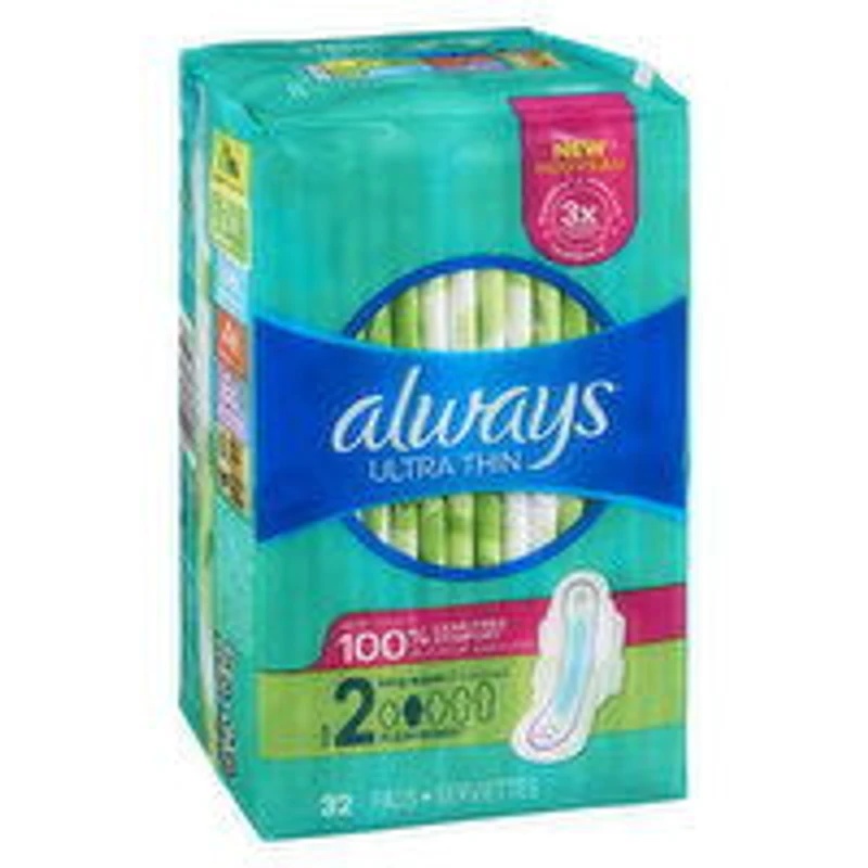 Always - Ultra Thin Pads - Long Super Size 2 Wings, 32 Each