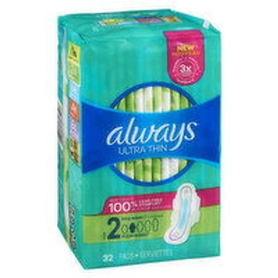 Always - Ultra Thin Pads - Long Super Size 2 Wings, 32 Each