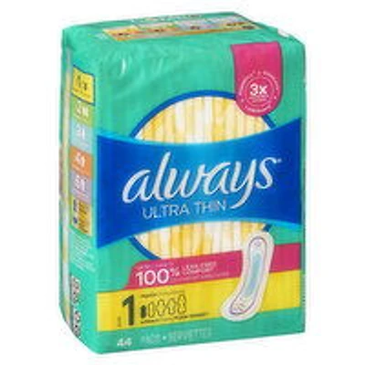 Always - Maxi Ultra Thin Pads - Regular Size 1, 44 Each