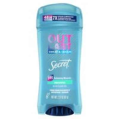 Secret - Womens Outlast Sweat & Odor Clear Gel Deodorant, Unscented, 73 Gram