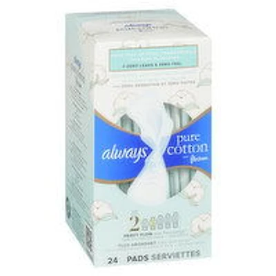 Always - Pure Cotton Pads Heavy Flow, 24 Each